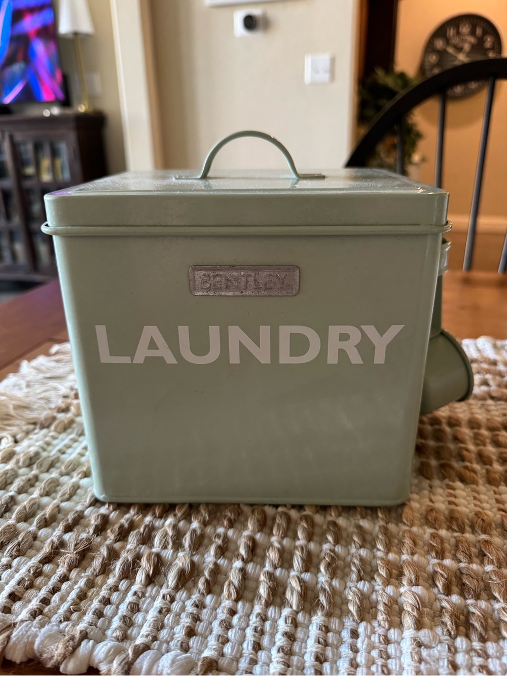 Bentley Green Laundry Tin Box with scoop